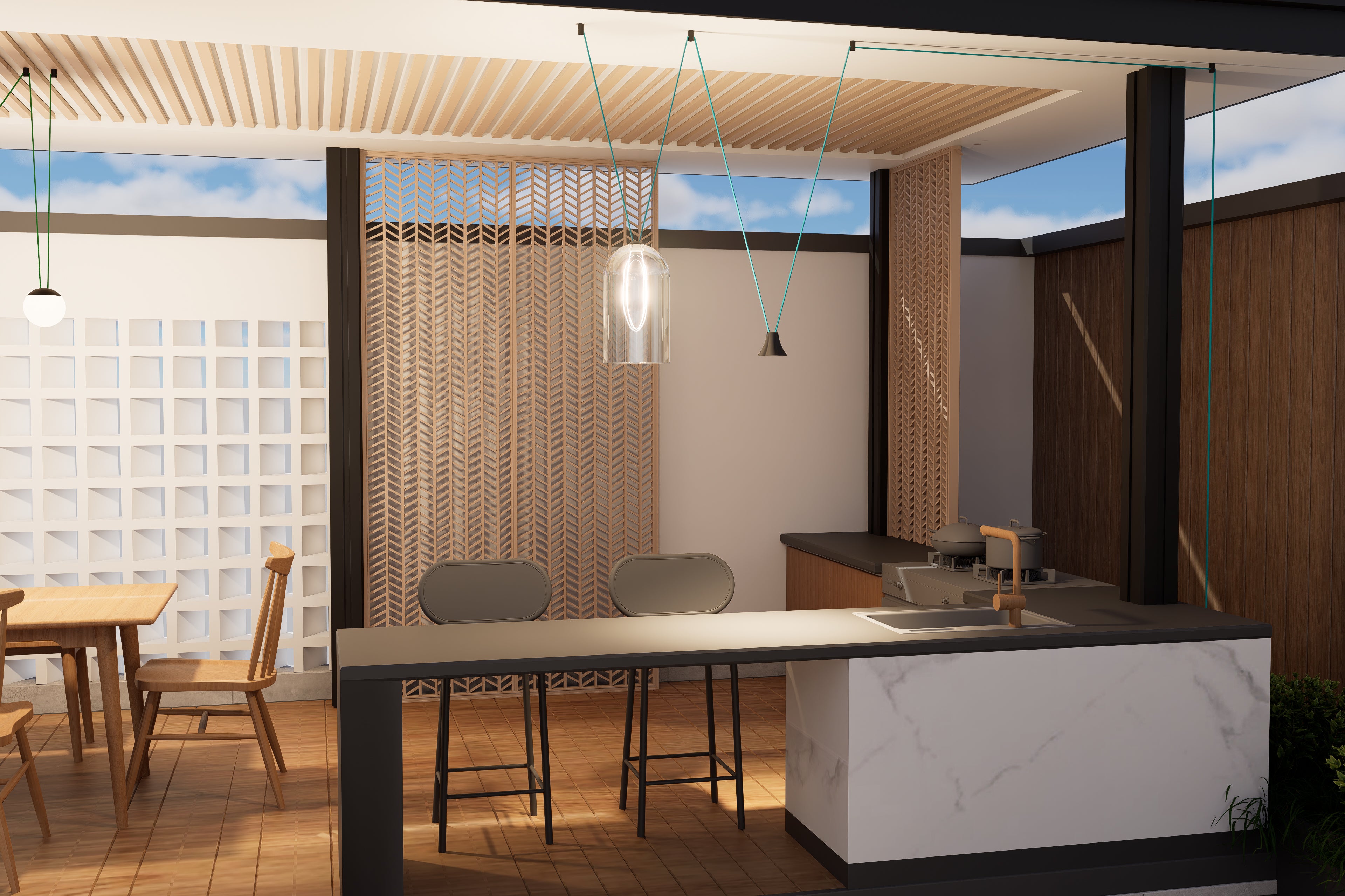 Outdoor ceiling hanging light (color bridge)