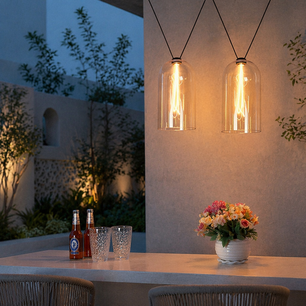 Outdoor Bell PC Pendant Light | Weatherproof Vintage Patio Hanging Lamp
